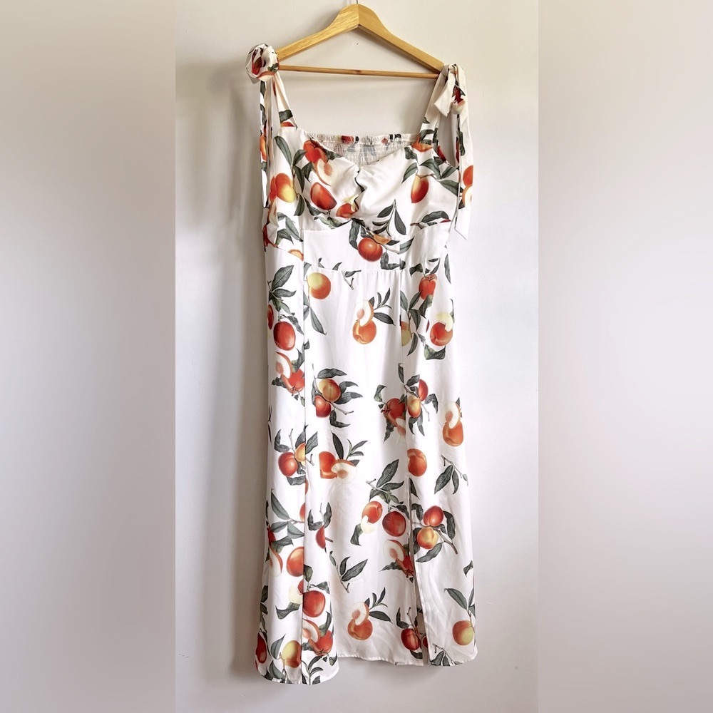 Cider Peach Fruit Split Midi Dress w/Orange and Green Print size 4X plus size - Picture 8 of 16